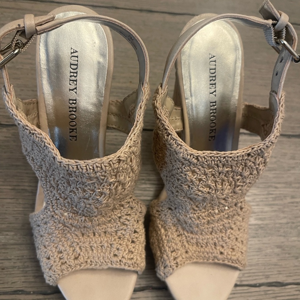 Audrey Brooke Tan Slingback Sandals with Textured Design